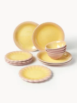 Westwing Collection Vajilla artesanal Marguerite, 4 comensales, 12 pzas.^ Vajillas Completas|Menaje De Mesa