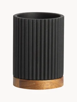 Andrea House Vaso cepillo de dientes con adorno de madera Laura