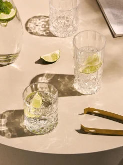 Westwing Collection Vasos altos con relieve de cristal George, 4 uds.