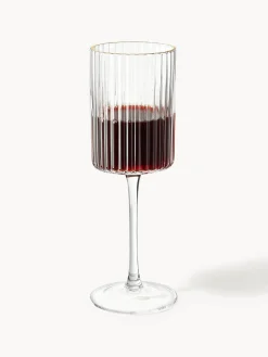 Westwing Collection Vasos de agua soplados con borde dorado Aleo, 4 uds.^ Copas De Vino|Vajillas Completas