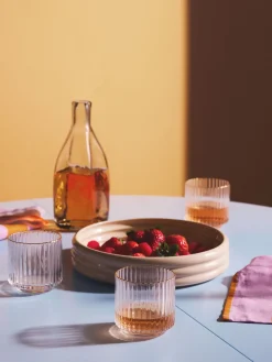 Westwing Collection Vasos de agua soplados con borde dorado Aleo, 4 uds.^ Vasos|Vajillas Completas