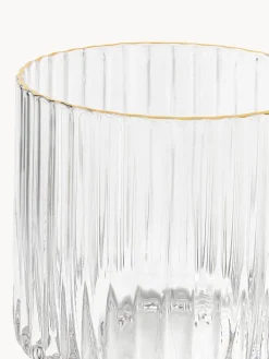 Westwing Collection Vasos de agua soplados con borde dorado Aleo, 4 uds.^ Vasos|Vajillas Completas