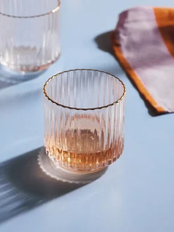 Westwing Collection Vasos de agua soplados con borde dorado Aleo, 4 uds.^ Vasos|Vajillas Completas