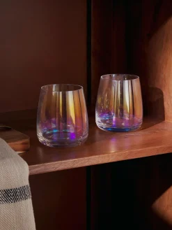 Westwing Collection Vasos de agua soplados iridiscentes Ellery, 4 uds.