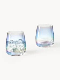 Westwing Collection Vasos de agua soplados iridiscentes Ellery, 4 uds.