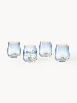 Westwing Collection Vasos de agua soplados iridiscentes Ellery, 4 uds.