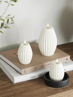 Deluxe Homeart Vela LED artesanal Round Stripe, 15 cm