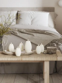 Deluxe Homeart Vela LED artesanal Round Stripe, 15 cm