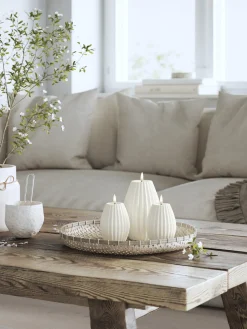 Deluxe Homeart Vela LED artesanal Round Stripe, 10 cm^ Velas Led|Velas Decorativas