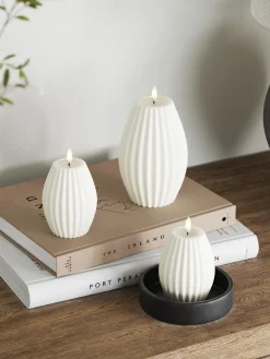 Deluxe Homeart Vela LED artesanal Round Stripe, 10 cm^ Velas Led|Velas Decorativas