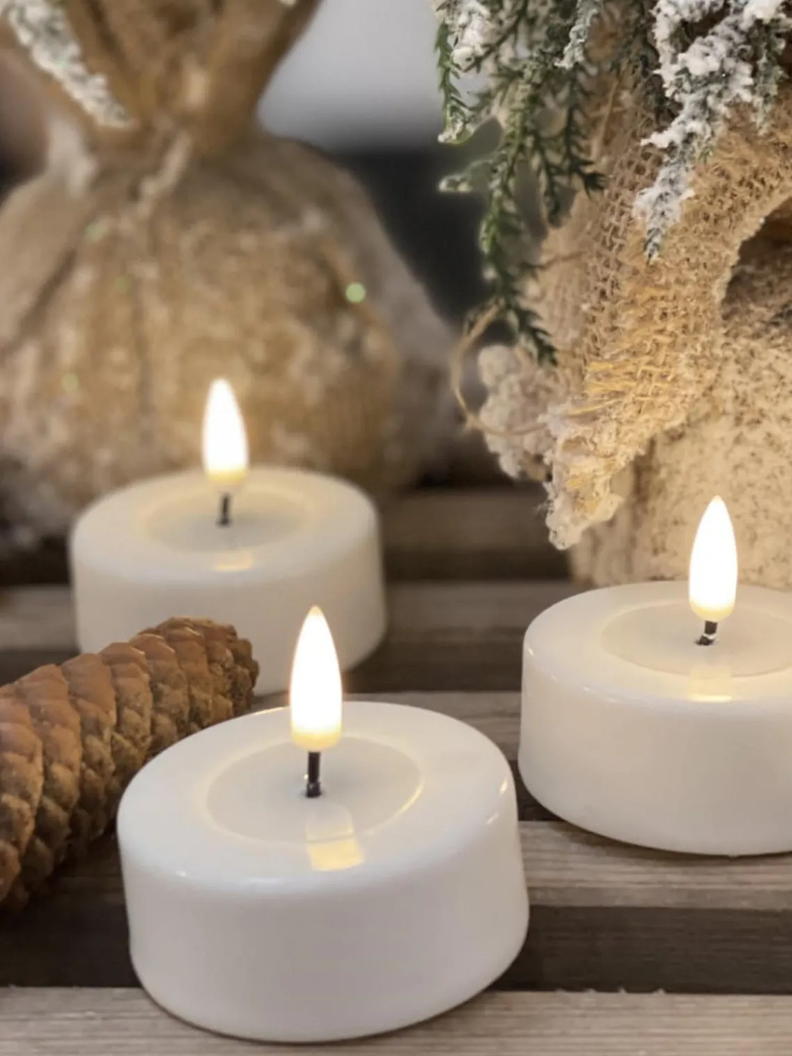 Deluxe Homeart Velas de té LED artesanales Real Flame, 4 uds.^ Velas Led|Velas Decorativas