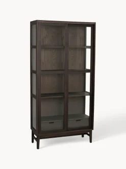 Rowico Home Vitrina de madera de roble con puertas correderas Hazelton