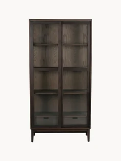 Rowico Home Vitrina de madera de roble con puertas correderas Hazelton