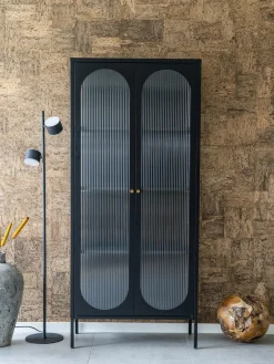 House Nordic Vitrina de metal con cristal acanalado Adelaide^ Vitrinas|Vitrinas