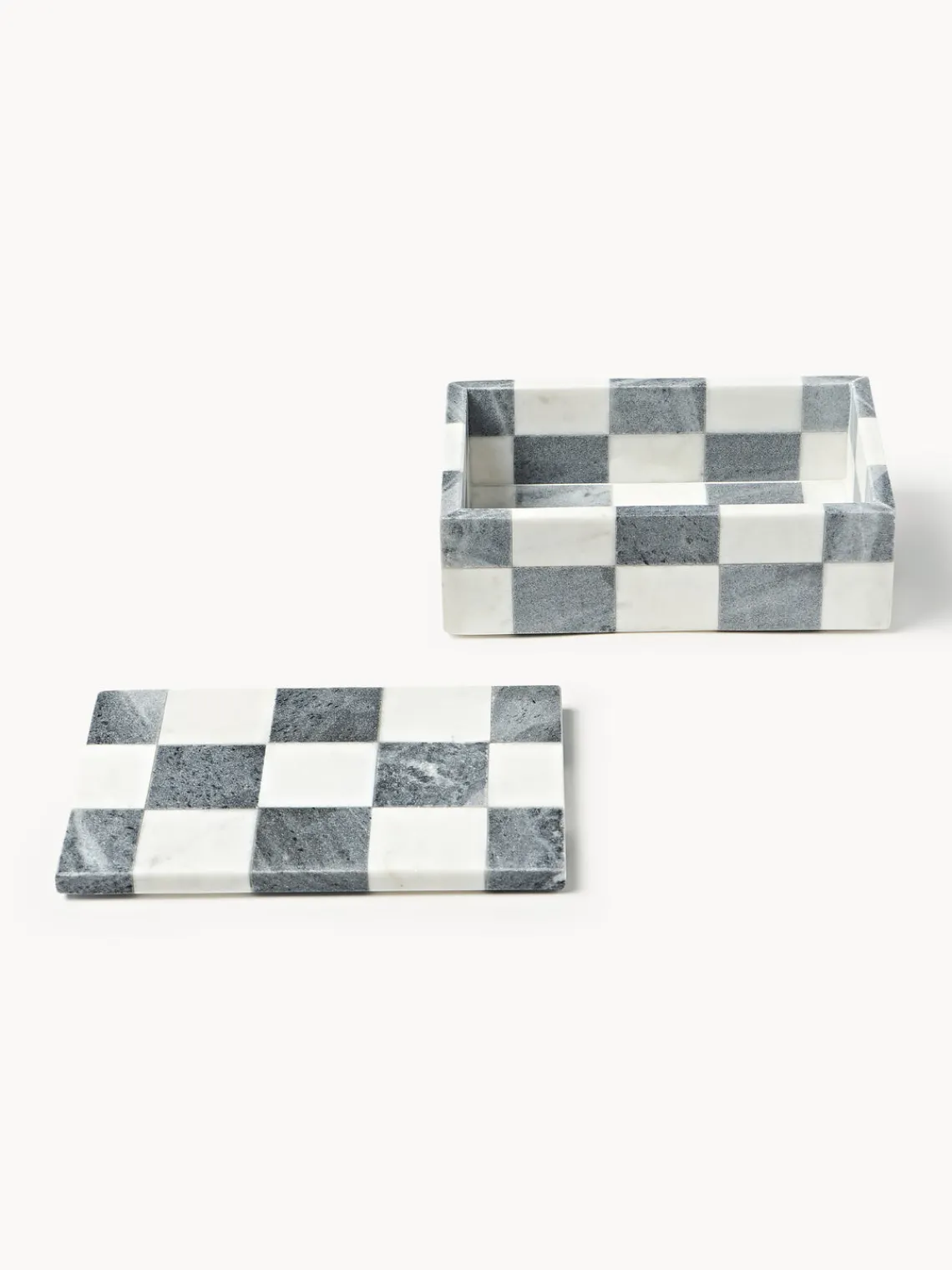 Westwing Collection Westwing | Crosby Studios, joyero de mármol con tapadera Carreaux